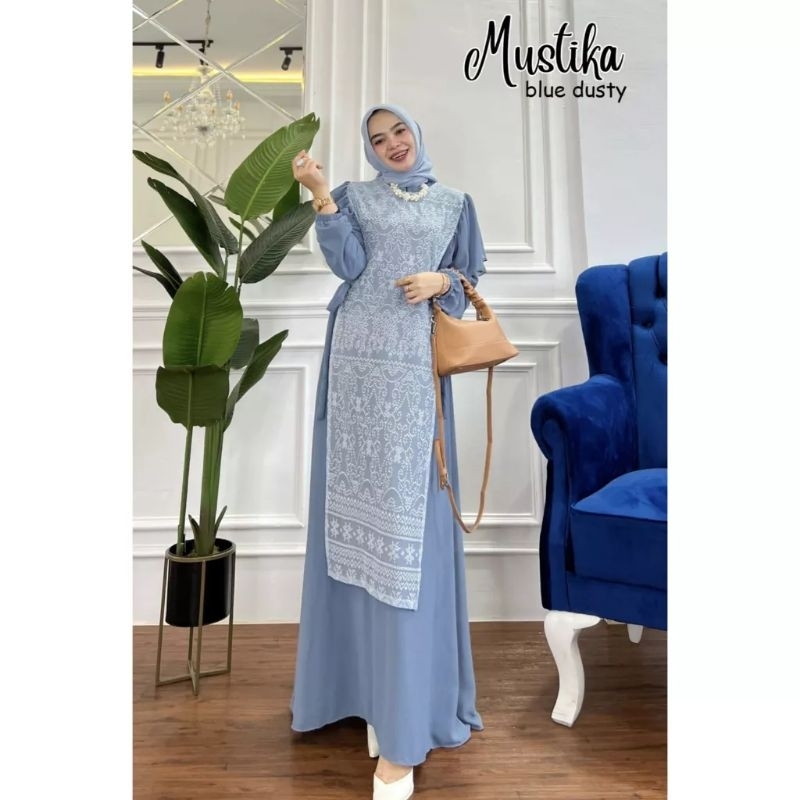 MUSTIKA DRESS GAMIS PESTA KONDANGAN LEBARAN LAMARAN NIKAHAN BRIDESMAIDS GAMIS SERAGAMAN KELUARGA NIK