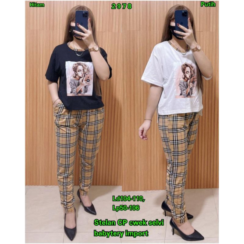 #2978 Setelan Celana panjang Babyterry import cewek selfie Ld 104-110cm
