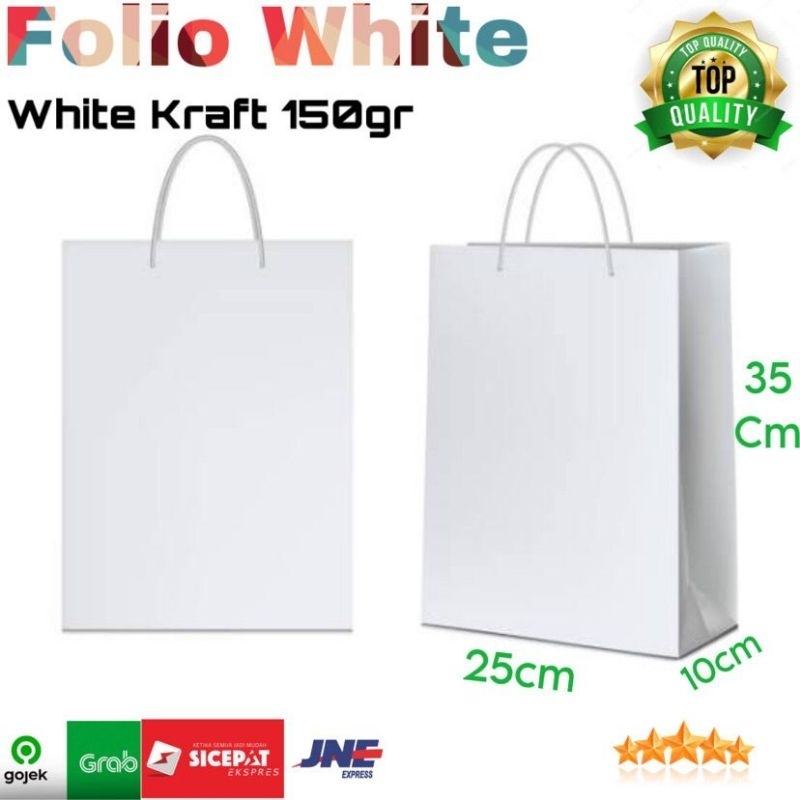 

PAPERBAG POLOS PUTIH UK 25X10X35 / TAS KERTAS POLOS PUTIH / GOODIEBAG POLOS / TAS KERTAS POLOS / PAPERBAG POLOS