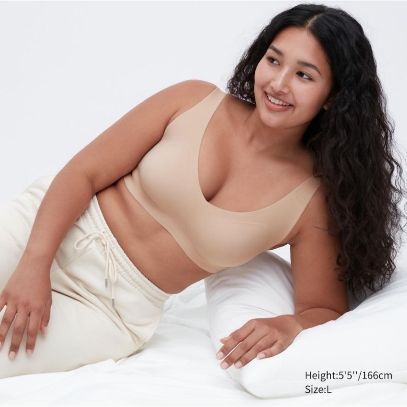 Uniqlo Wireless Bra (Ultra Relax) XXL Beige Sport Bra Big Size