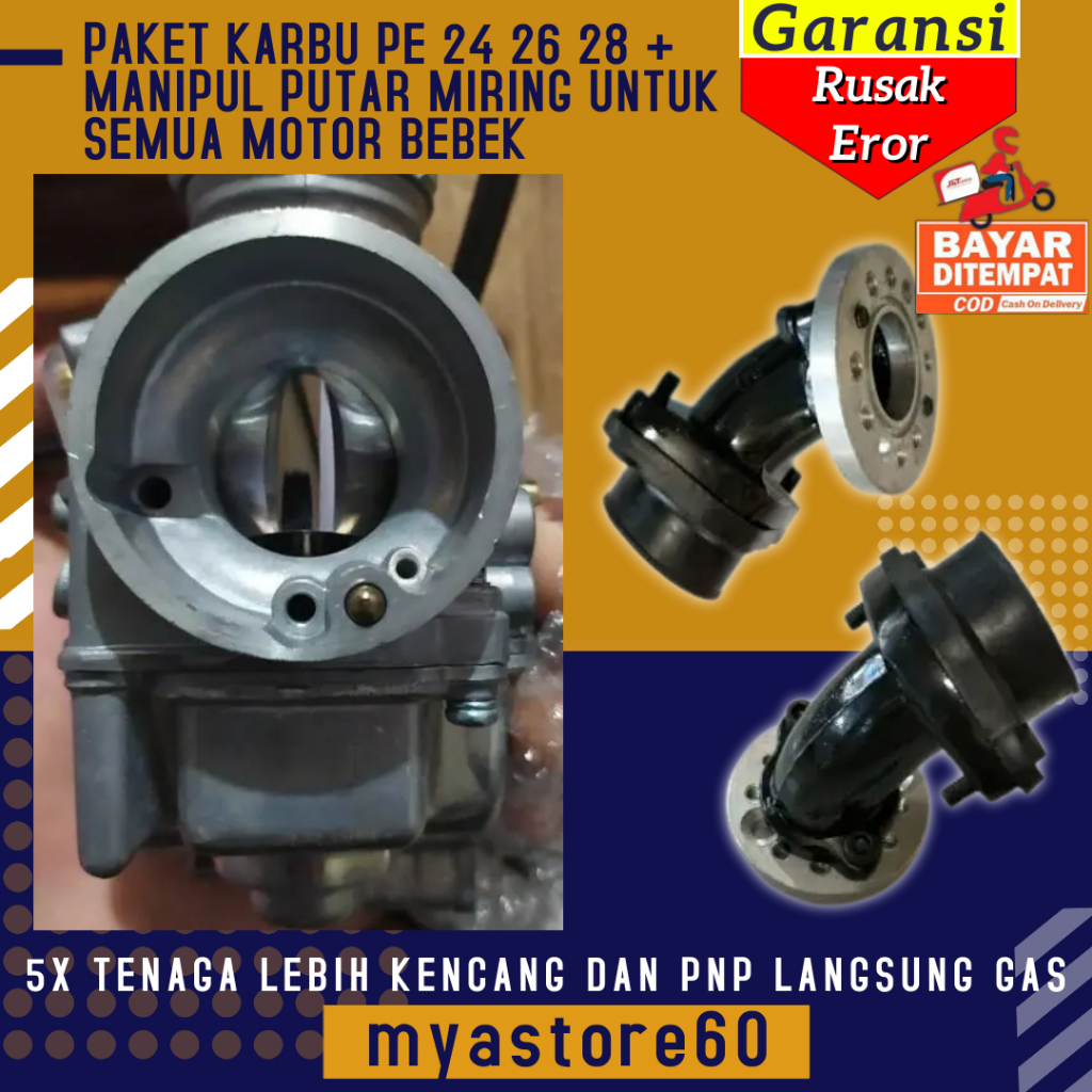 PAKET GRATISAN KARBU PE 24 26 28 + MANIPUL MANIPOL INTEK SEMUA MOTOR BEBEK Bisa Putar 180 Derajat Ka