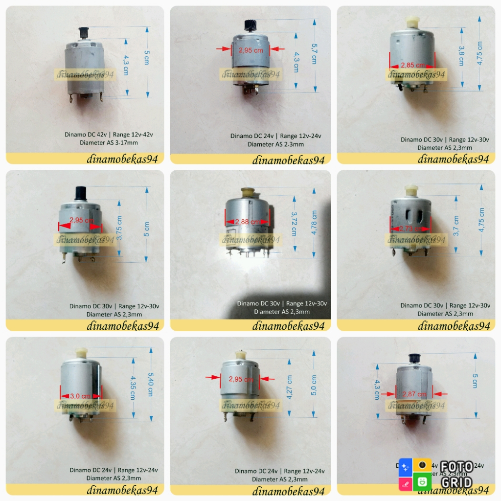 Motor Dinamo DC 12V 24V 30V 42V 2.3mm 3.17mm Bor Mini Gerinda Mini