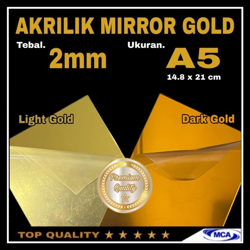 AKRILIK LEMBARAN GOLD MIRROR A5 / Acrylic Mirror Gold / Laser cutting