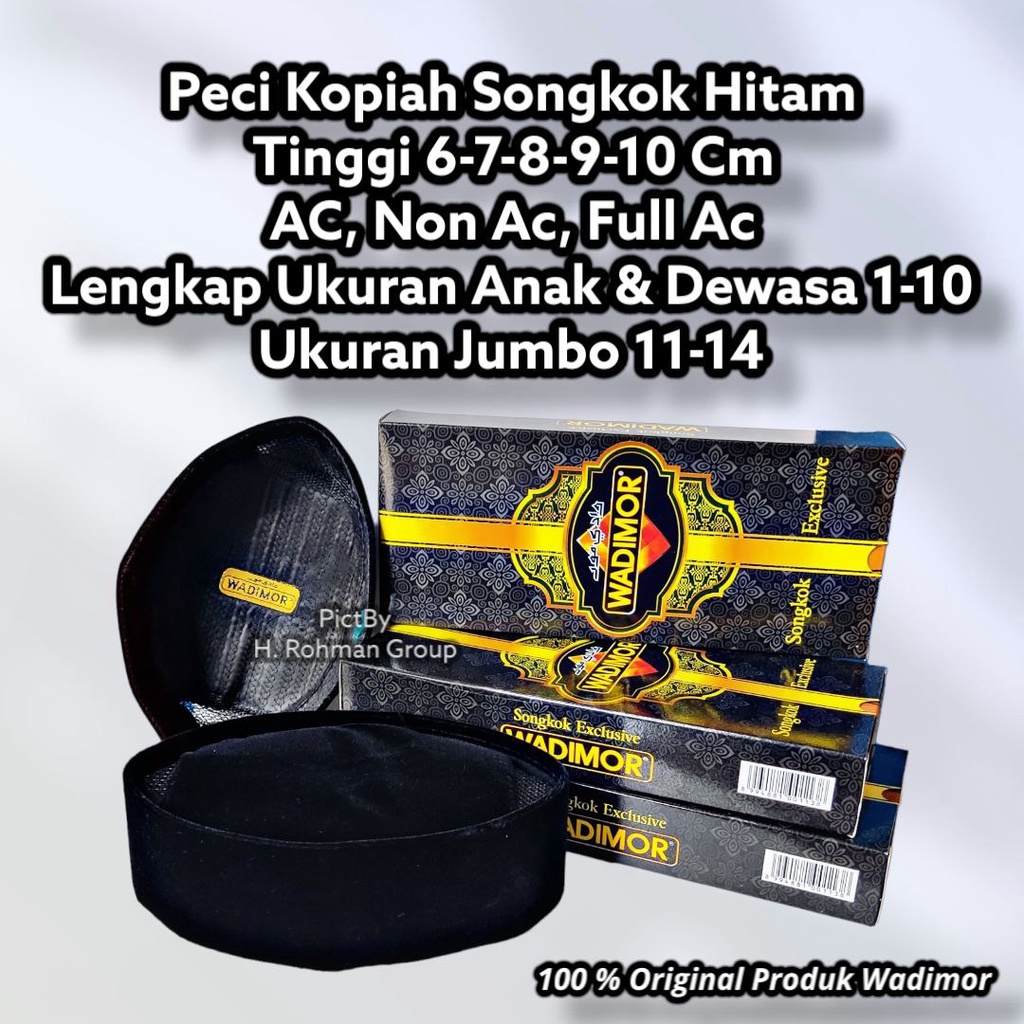 Songkok Wadimor Ori Peci Hitam Nasional Peci Merek Wadimor