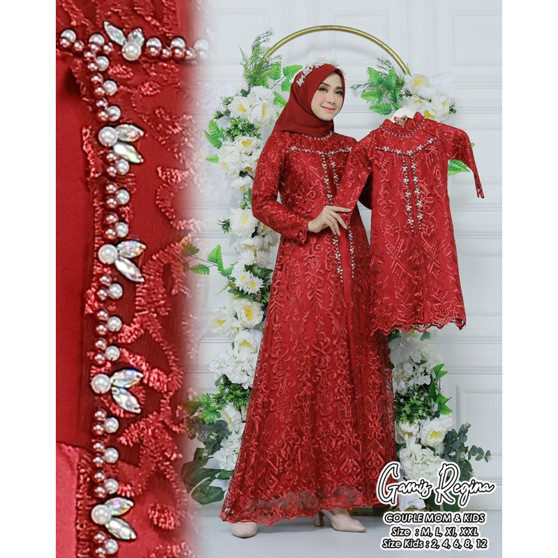 Permata Olshop / Couple Kebaya Gamis Brukat Tulle Ibu dan Anak / Kebaya Gamis Brukat Busui Modern / 