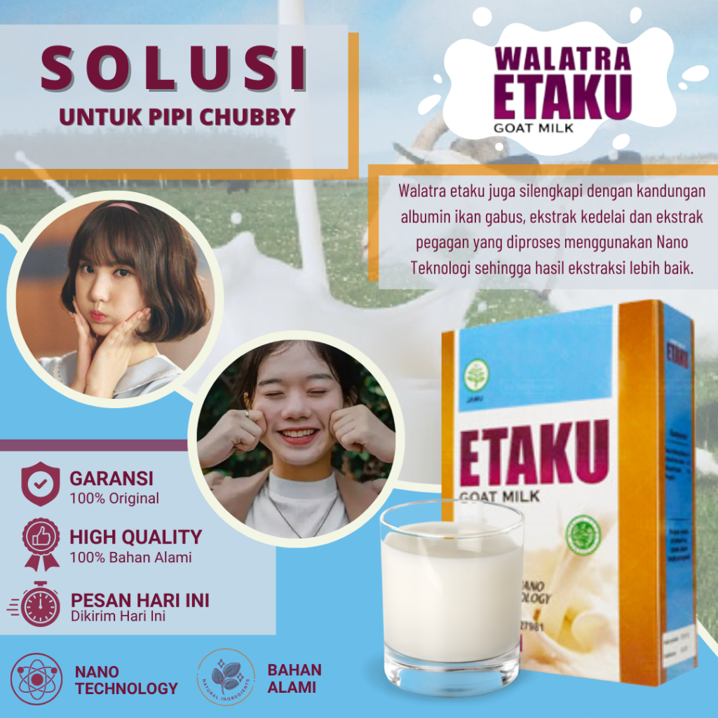 

ETAKU - Susu Penggemuk Pipi Chubby, Obat Penggemuk Pipi, Susu Penambah Nafsu Makan, Obat Agar Pipi Berisi, Penggemuk Badan BPOM, Susu Agar Pipi Tembem Gemoy