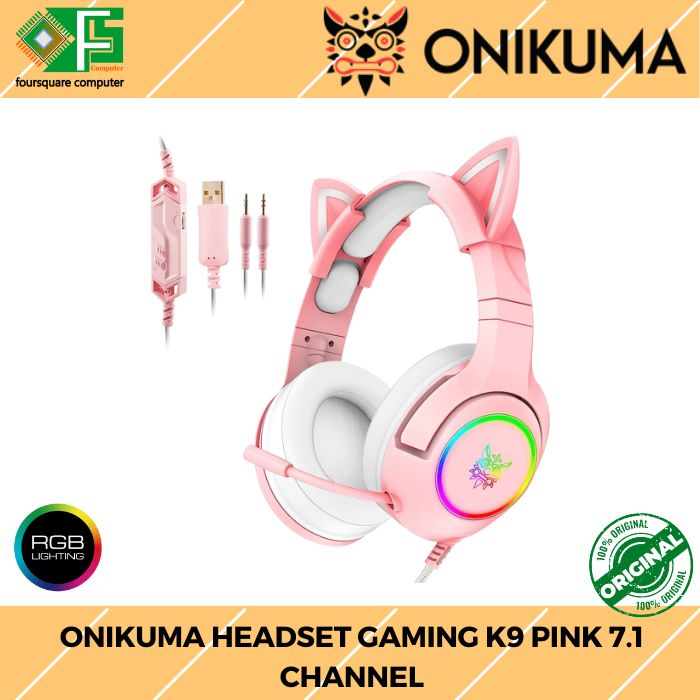 Headset Gaming Onikuma K9 Pink 7.1 Channel