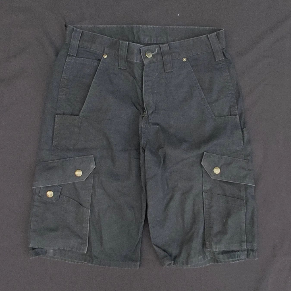 CELANA PENDEK KARGO CARHARTT ORIGINAL RIPSTOP BLACK SHORT PANTS MURAH PRIA WANITA WARNA HITAM POLOS 