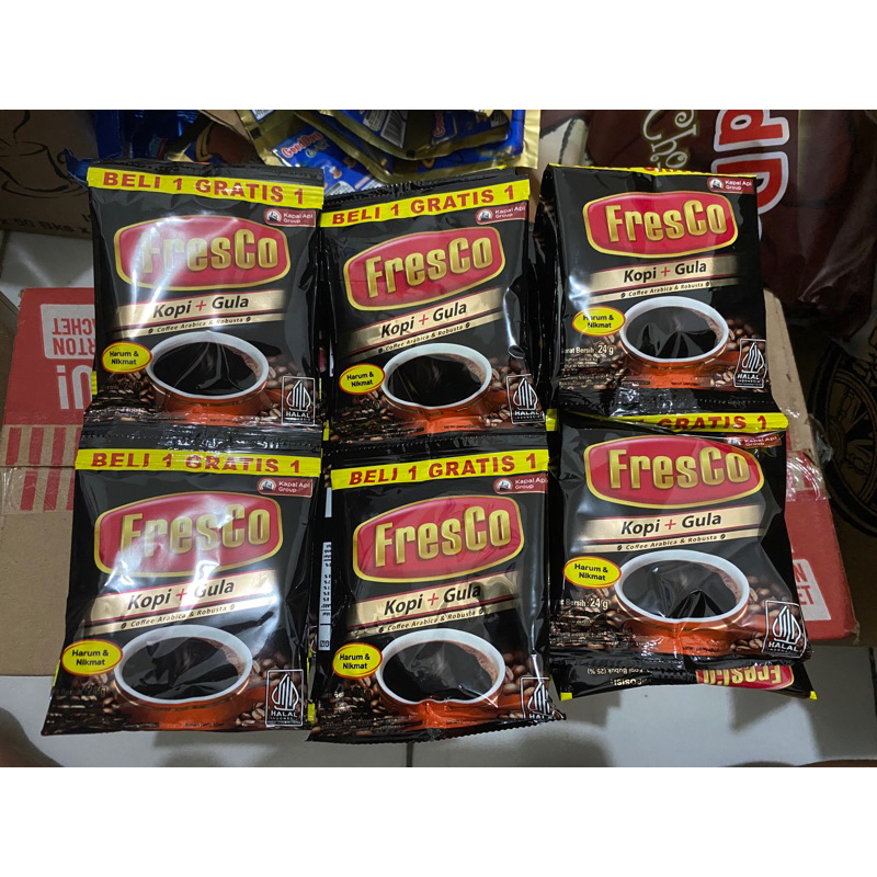 

{ 1 Renceng isi 20pcs } Kopi Fresco Bubuk Kopi Fresco Renteng 24gr Kopi 2in1 - Kopi + Gula