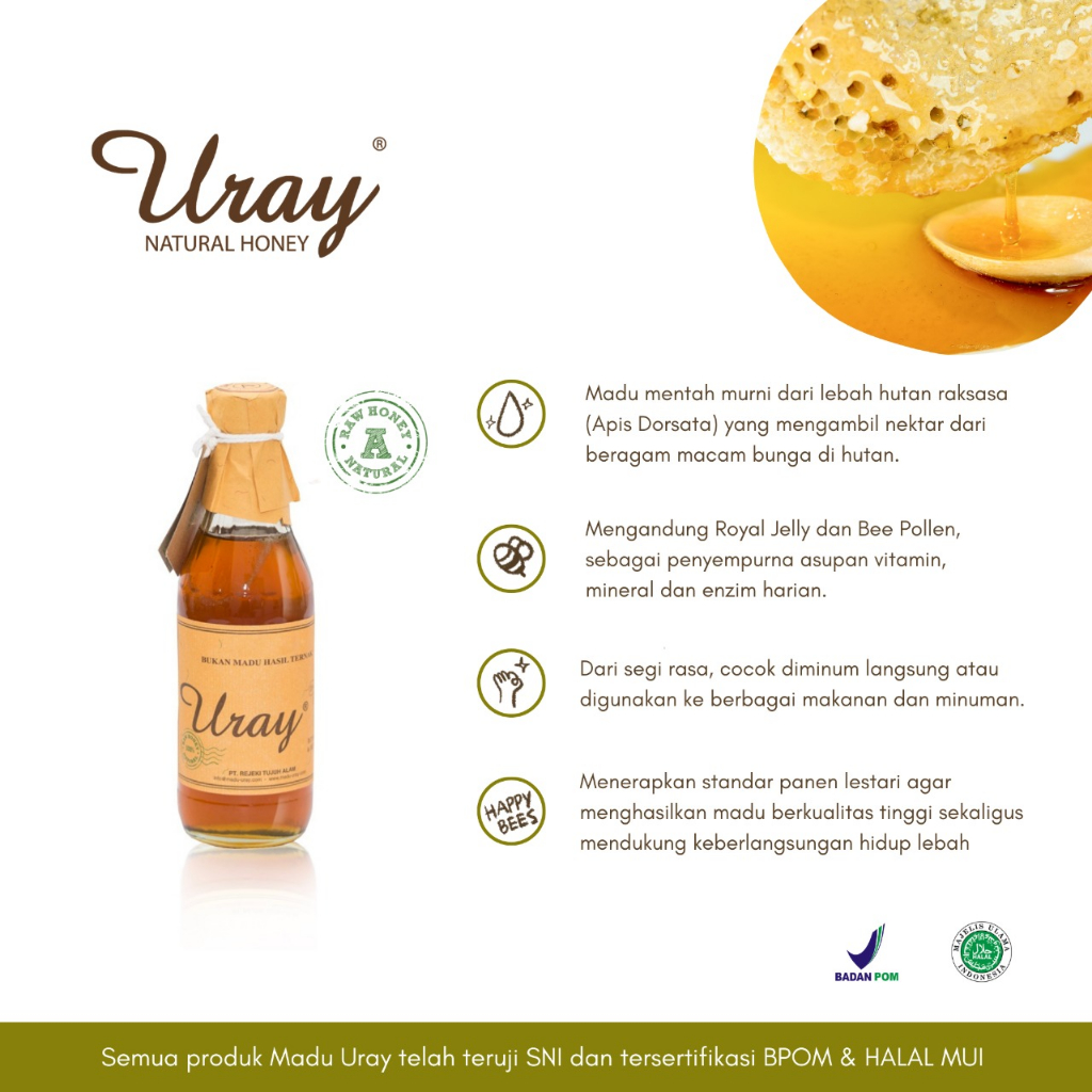 

Uray Natural Honey 450gr / Raw Honey / Madu Asli Grade A