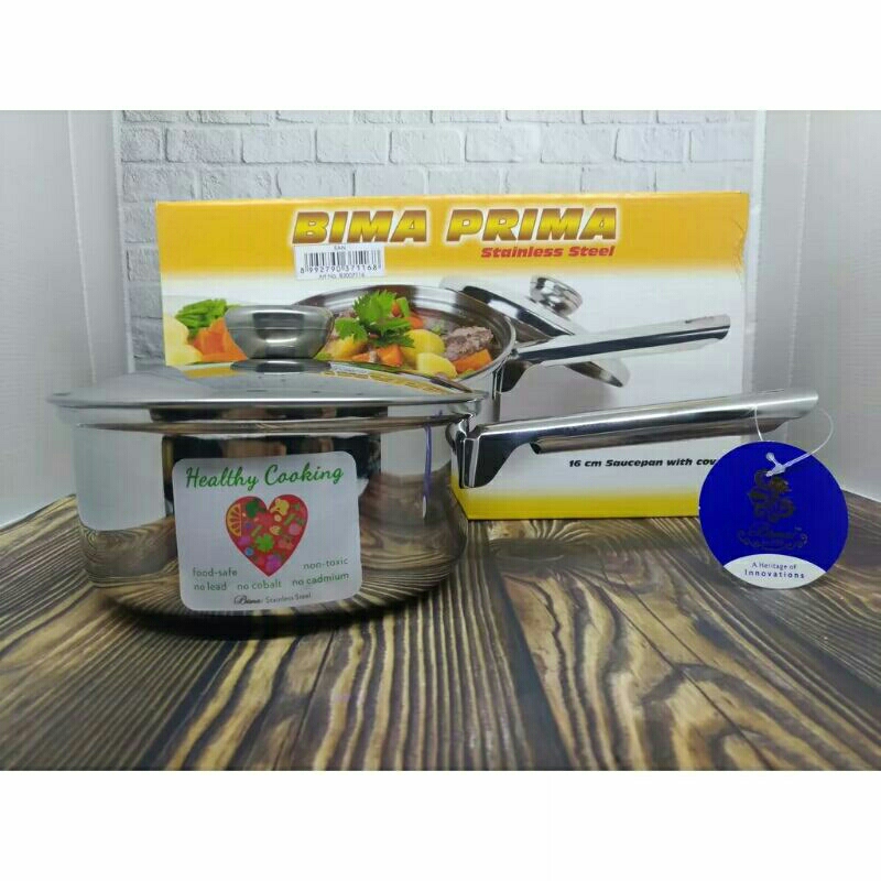 BIMA prima saucepan / Panci SUSU BIMA + TUTUP 16cm, 18cm /PANCI STAINLESS