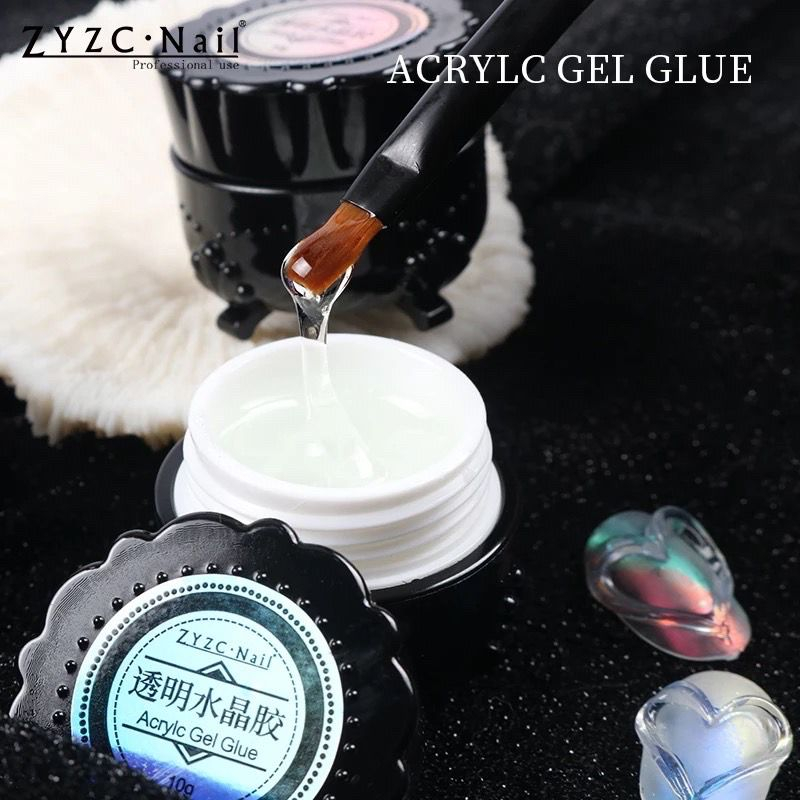 ￼ZYZC Acrylic Gel Glue Embos Design Non Wipe Off 10ml Untuk Design 3D Nail Art Nail Design