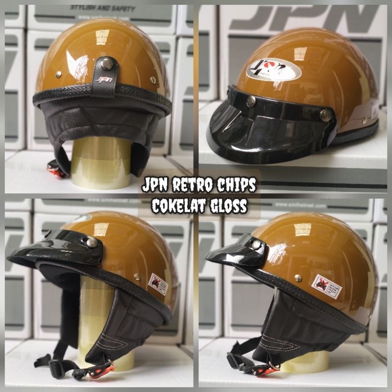 Helm chip merek Jpn warna cokelat glossy