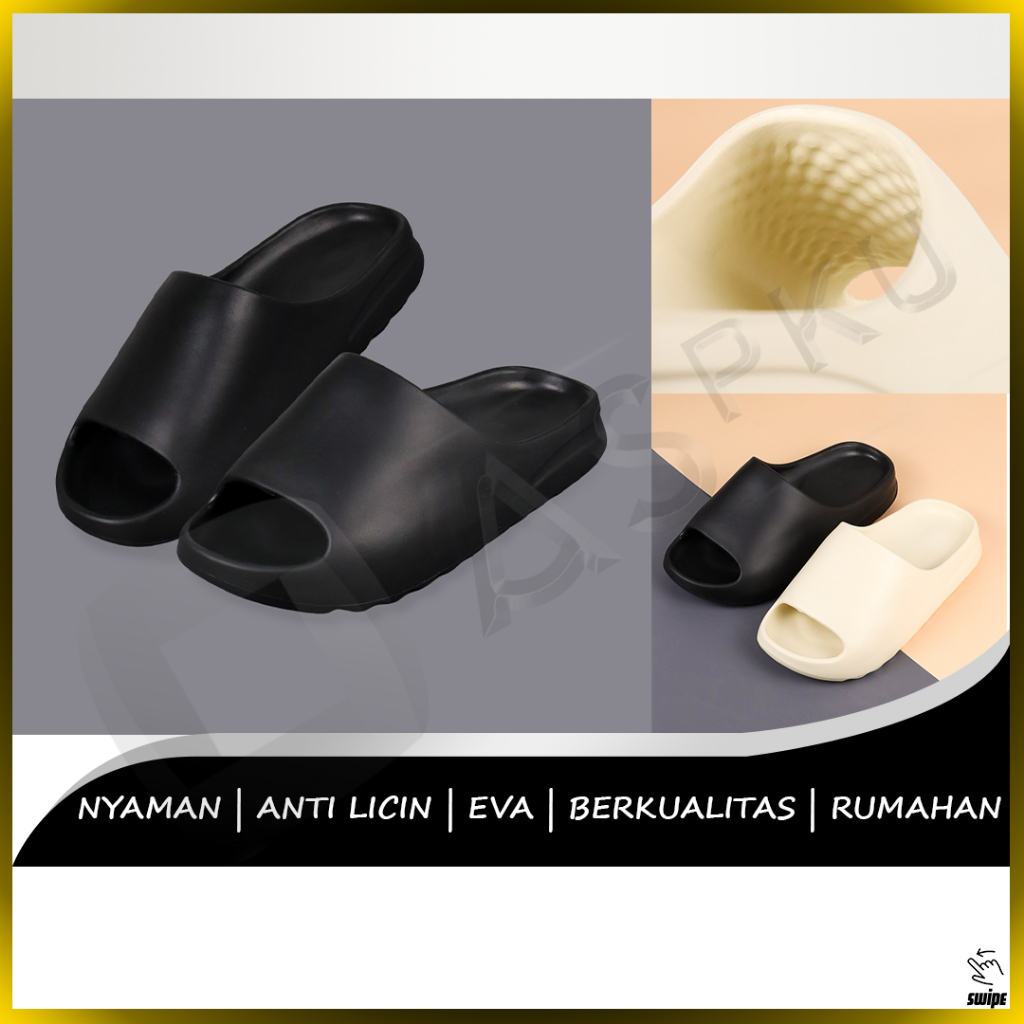 Rhodey Sandal Rumah Anti Slip Sadal Nyaman Rumah Alas Kaki Rumah Elastis Sandal Polos Anti Licin