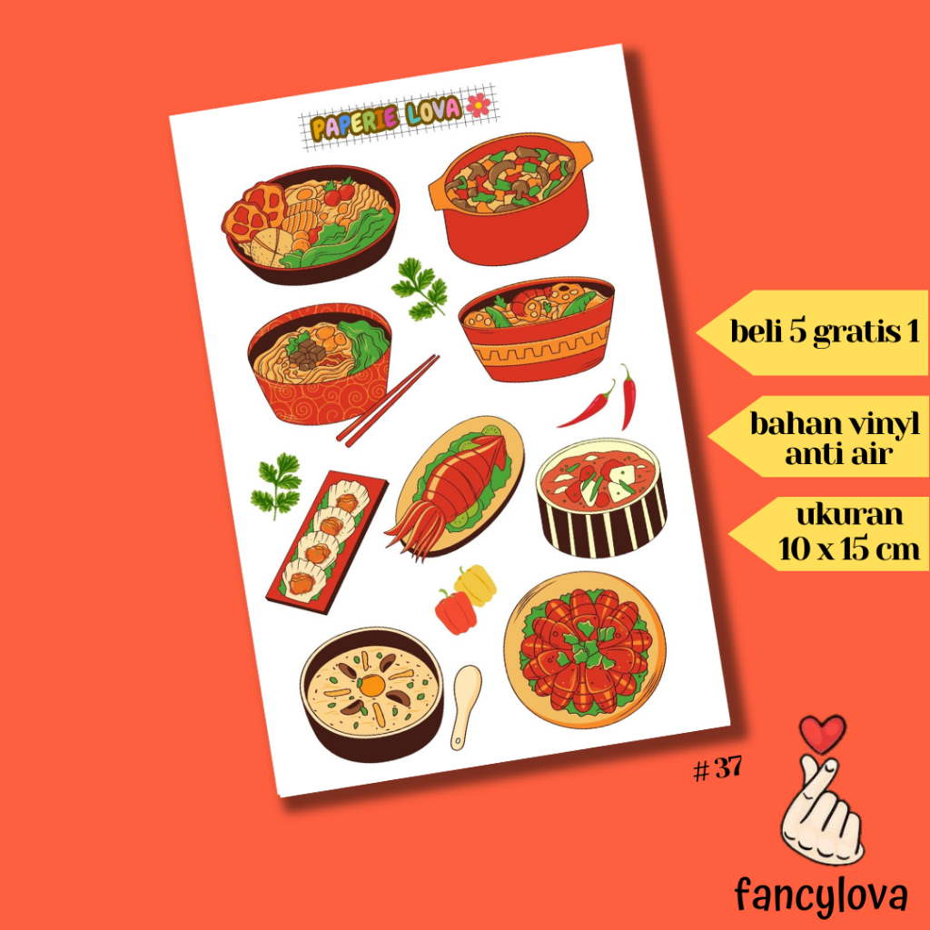 

Stiker Aesthetic Anti Air Vinyl Tumblr Jurnal Scrapbook Sticker Kawaii HP Laptop Spicy Food Sticker Pack #37