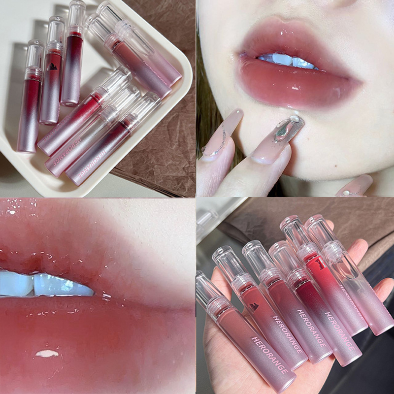 COD&Ready HERORANGE Lipstik Glossy Lip Gloss Jelly Lip Tint Moisturizing Korean Mirror Lipgloss Wate