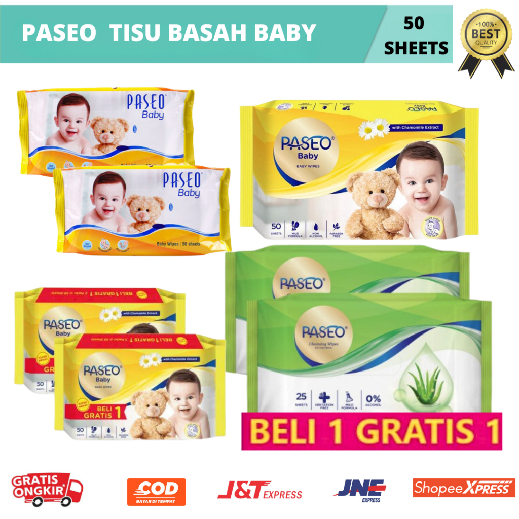 BEAUTIES - Tissue Basah Kecil  50 Sheets Tissue Basah Paseo Anti Bacterial | Paseo Cleansing Wipes O