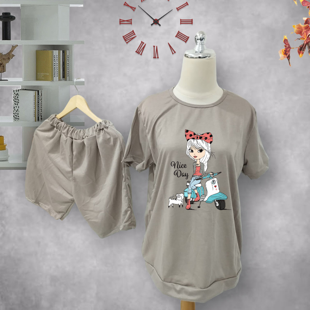 AF Setelan Wanita Lengan Pendek babyterry Terbaru  Murah