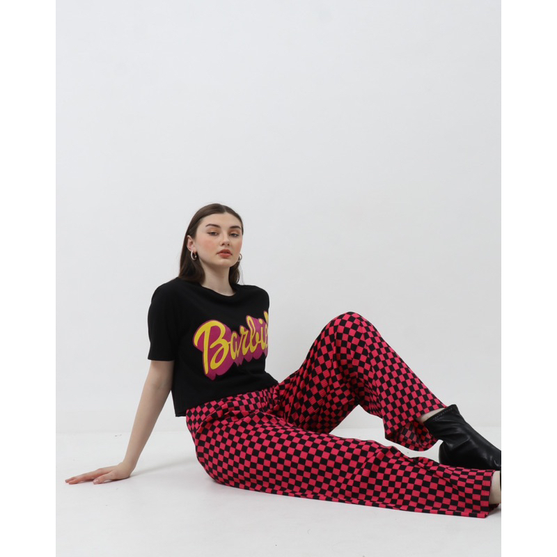 BKK Barbie Set Crop Celana Putih/Pink Allsize