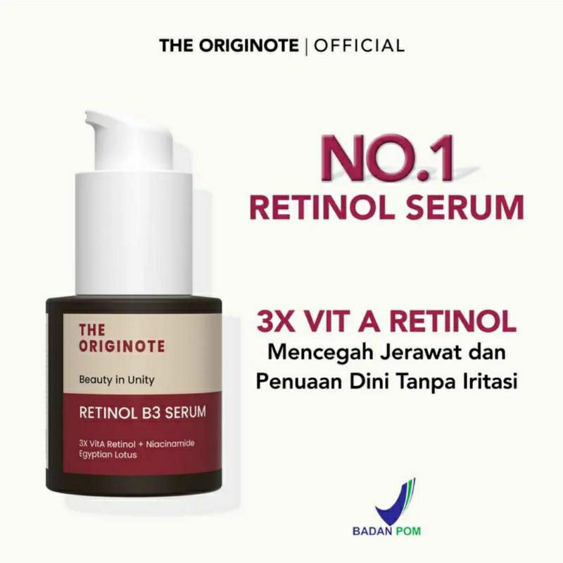 The Originote Retinol B3 Serum 3x Vit A Retinol + Niacinamide Egyptian Lotus (20ml)
