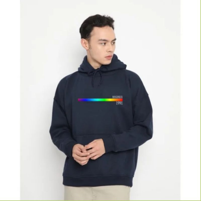 Sweater Hoodie Pria Jumper Pullover Roughneck 1991 List Rainbow Original 100% Premium Fleece Tebal H