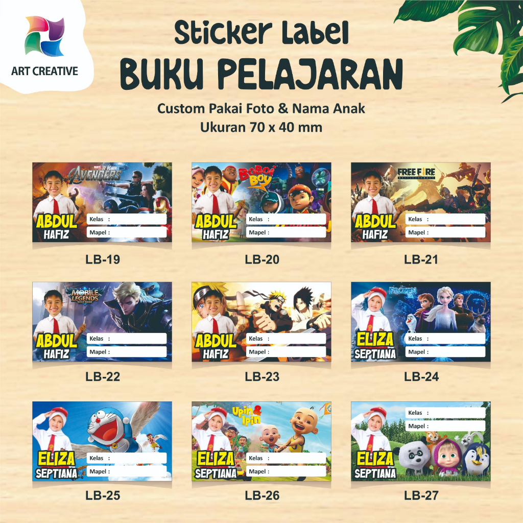 

Sticker Label Nama Buku Pelajaran Sekolah Anak Stiker costum nama anak