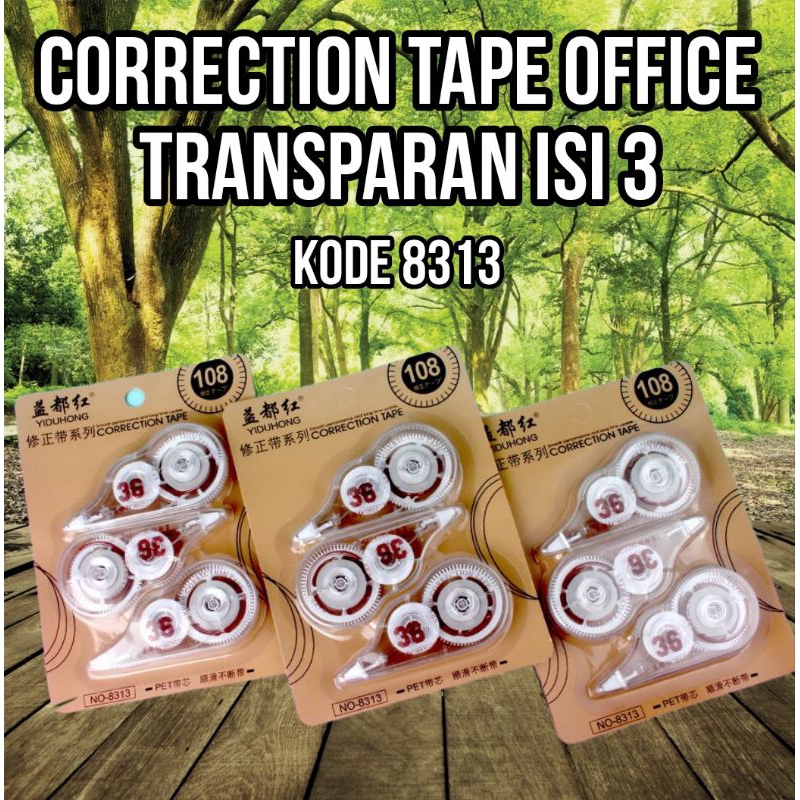 

Tipex Kertas Office Transparan Isi 3 Murah Meriah / Correction Tape 8313