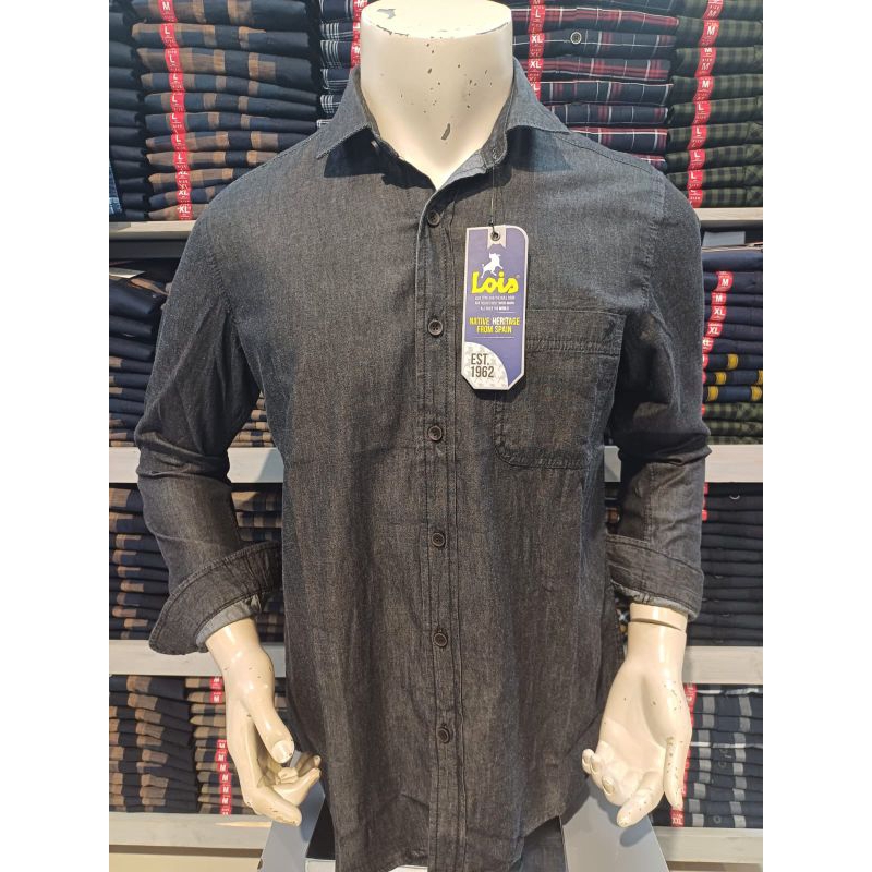 KEMEJA LOIS PRIA ORIGINAL SLIMFIT ABU TERBARU PROMO