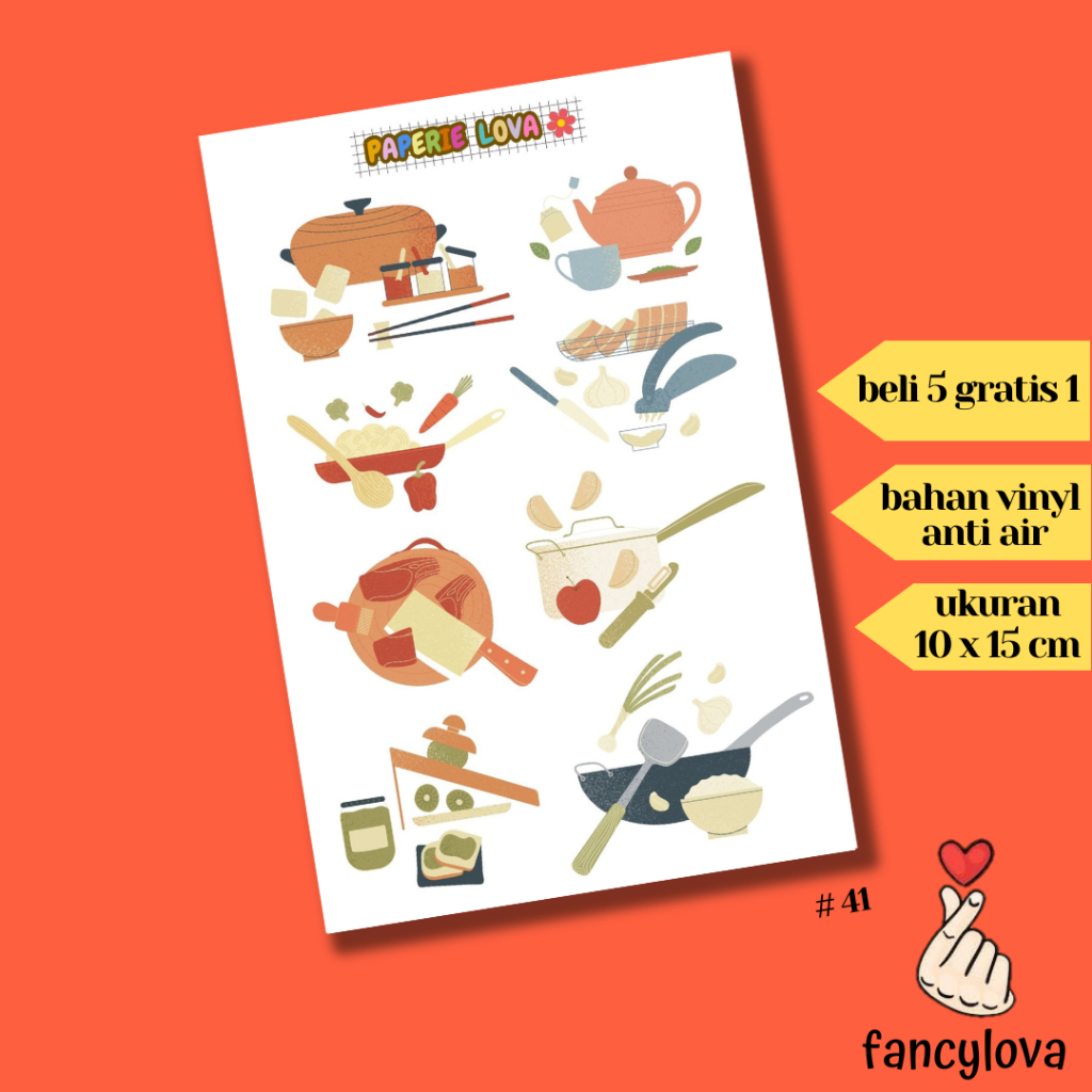 Stiker Aesthetic Anti Air Vinyl Tumblr Jurnal Scrapbook Sticker Kawaii HP Laptop Girl Daily Cooking 