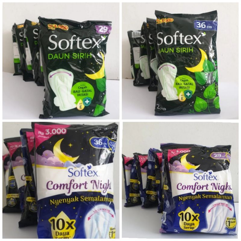 Softex daun sirih renceng comfort night 29 cm 36 cm isi 2