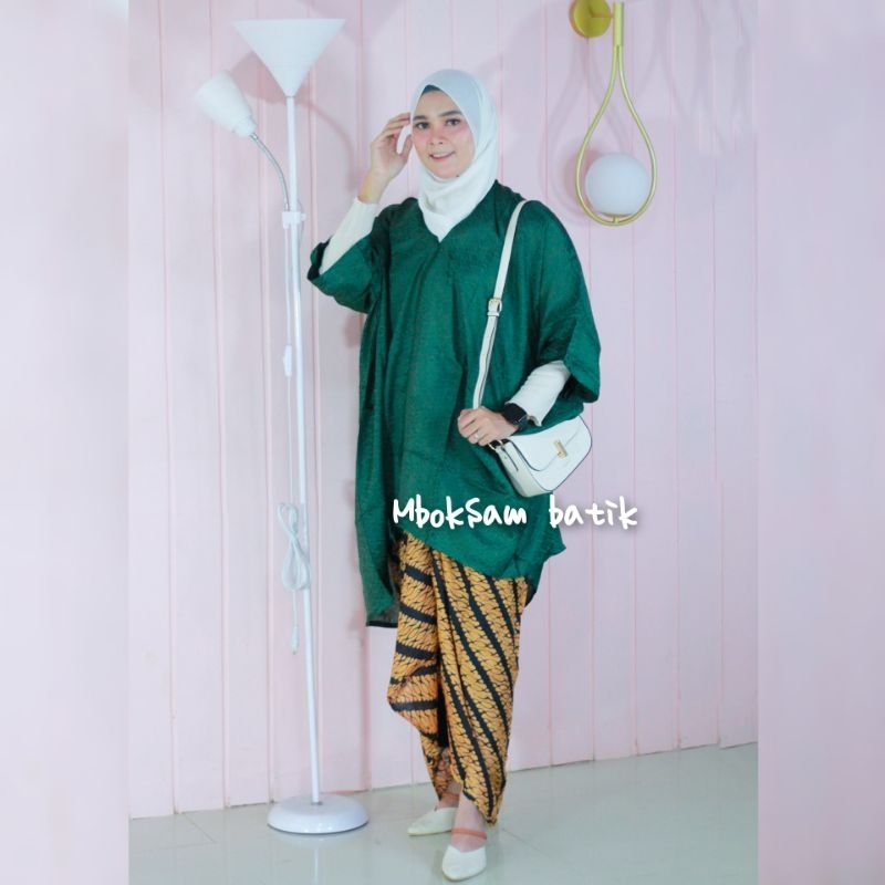 BLOUSE SLAMPAD BAHAN VISCOSE BY MBOKSAM BATIK | TUNIK BATIK PESTA | TUNIK SHIREN BAJU BATIK KONDANGA