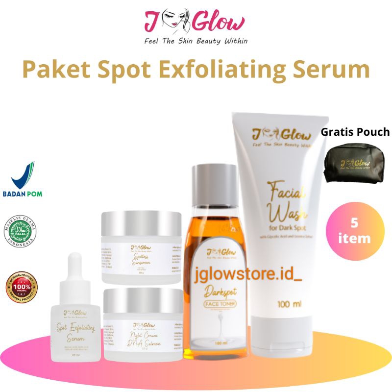Jglow Skincare -  Paket Flek Spot Expoliating Serum Whitening Untuk Wajah Flek Hitam