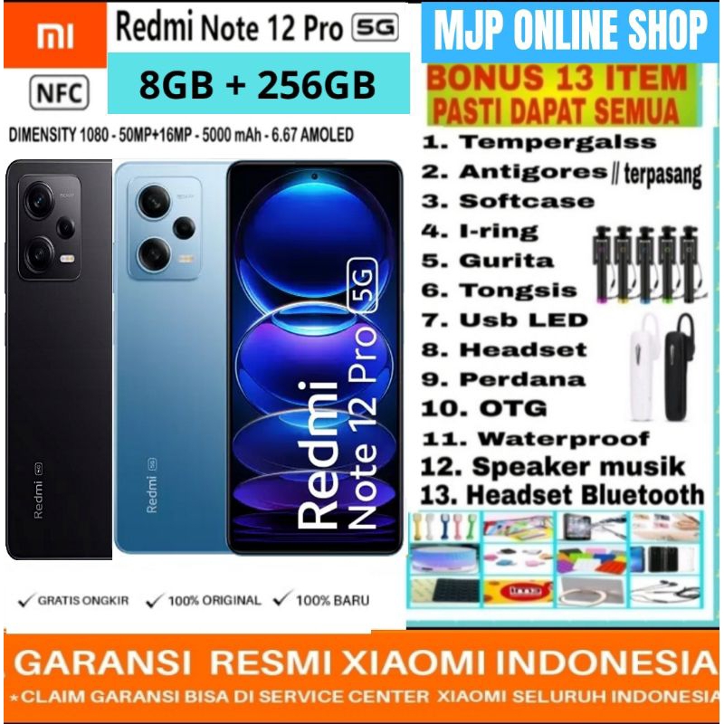 XIAOMI REDMI NOTE 12 PRO 5G 8/256GB RAM 8GB ROM 256GB GARANSI RESMI XIAOMI INDONESIA