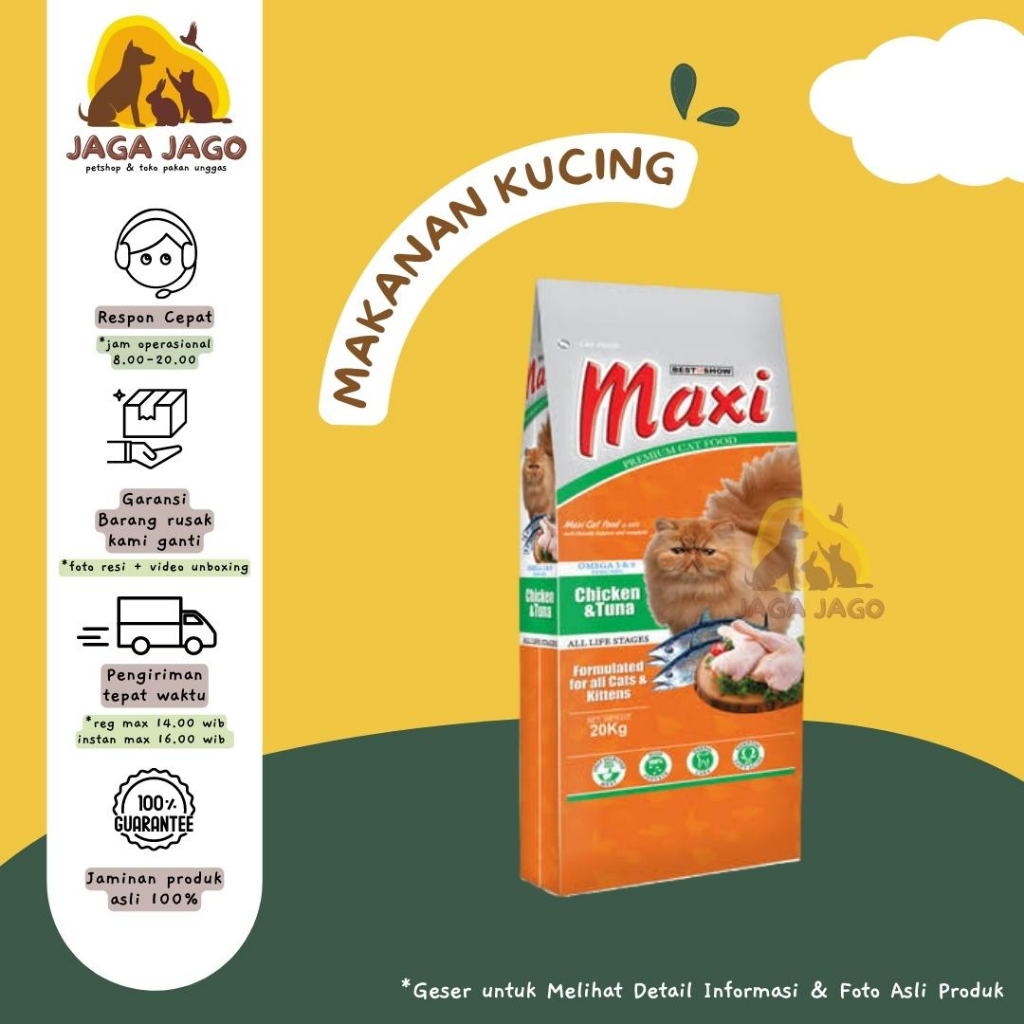 MAXI MAKANAN KUCING 1KG - Makanan Kucing Dewasa Maxi - Dry Food Kucing