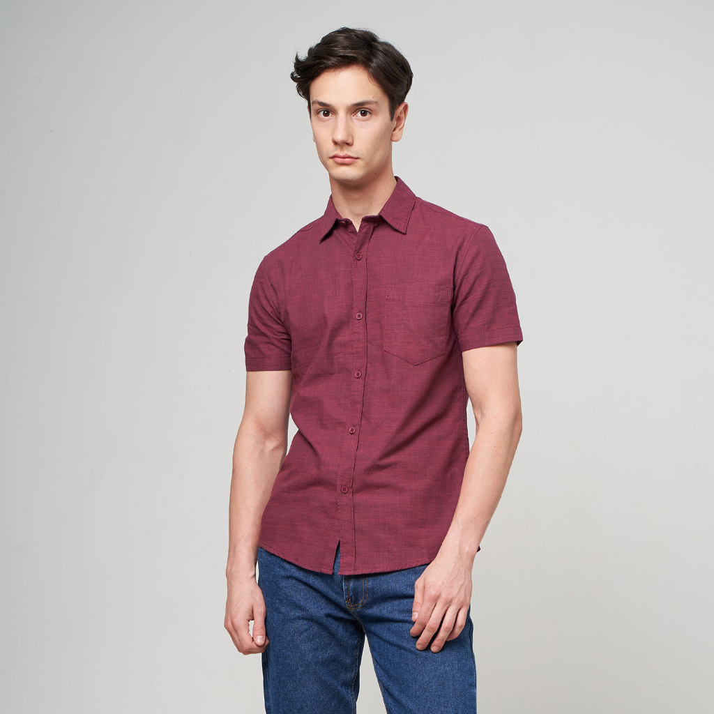 GABRIELLE Kemeja Polos Pria Lengan Pendek Reguler Fit BABC130D1122