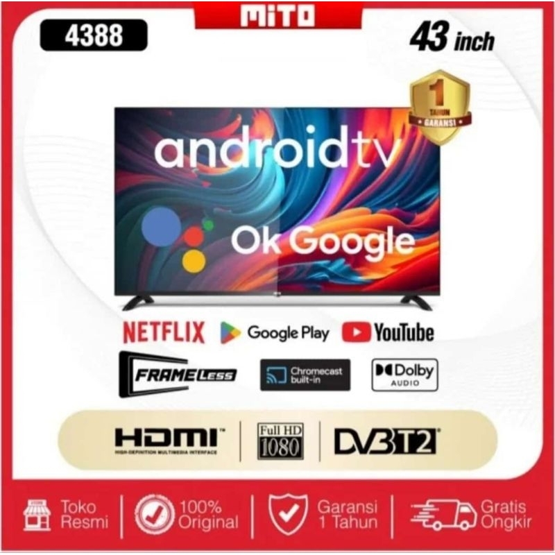 TV LED MITO 43INCH ANDROID TV 4388 TV MITO 43INCH