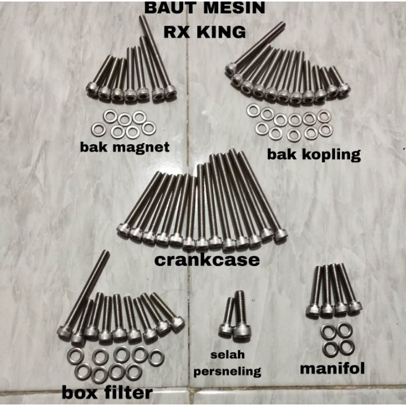 baut mesin set L stenlis RX KING baut mesin set L stenlis ASLI