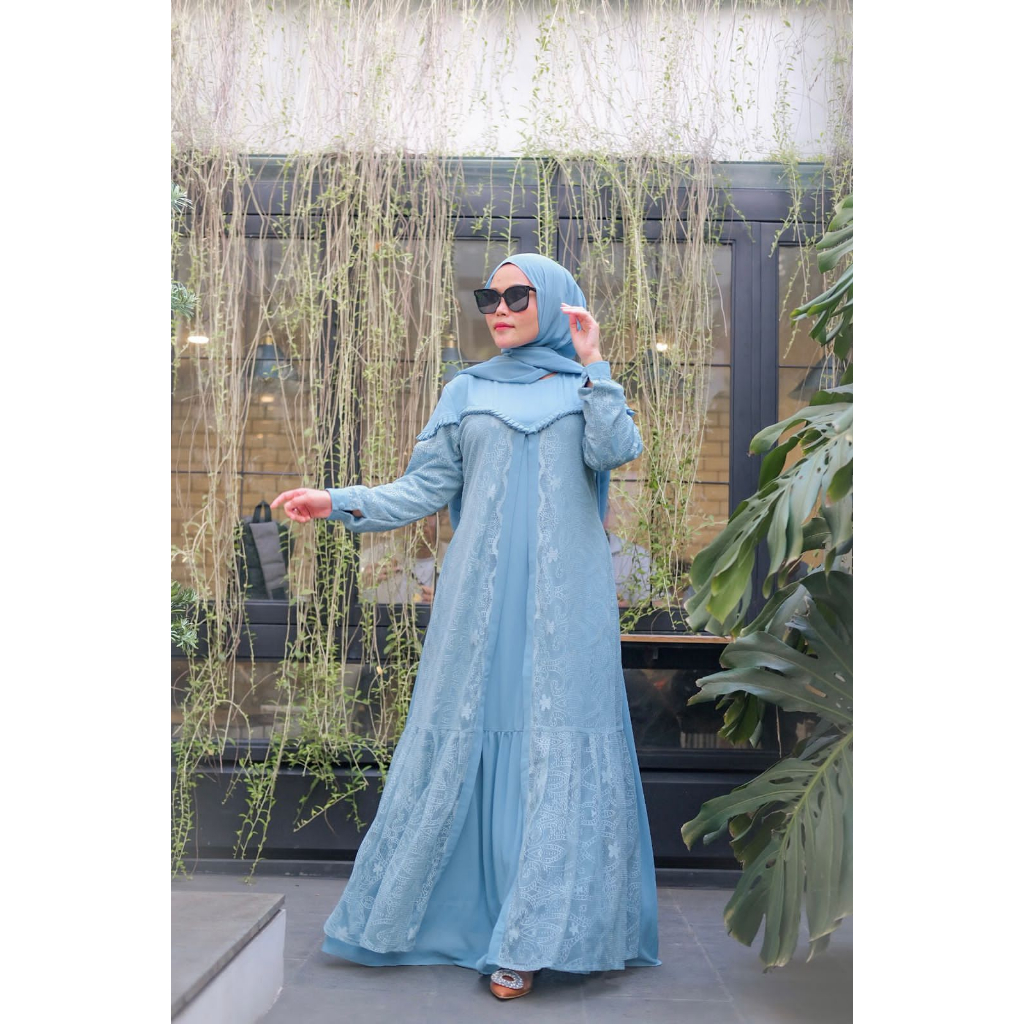 Julia dress model auter ceruty babydoll mix brukat malika original premium by saide official/pakaian