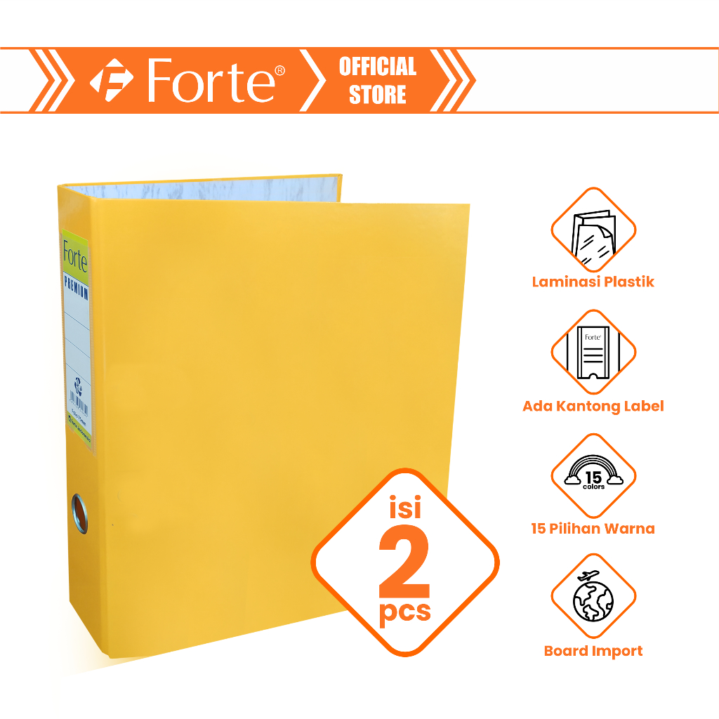 

[Forte] [2pcs] Ordner Enduro+ Premium Lever Arch File Folio F4 75mm - Yellow