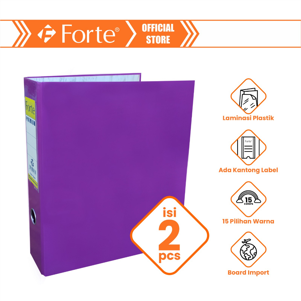 

[Forte] [2pcs] Ordner Enduro+ Premium Lever Arch File Folio F4 75mm - Purple