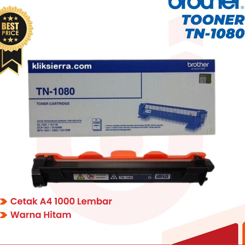 Toner Printer Brother TN-1080 TN1080 TN 1080 Black Original