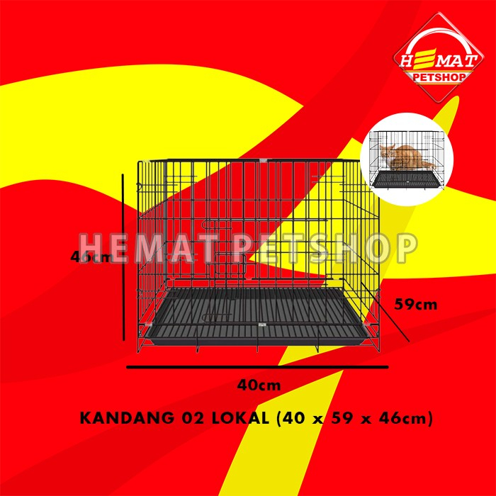 Kandang Lipat Kucing Anjing Besi Bentuk Rumah 02Lokal 40X59X46 CM