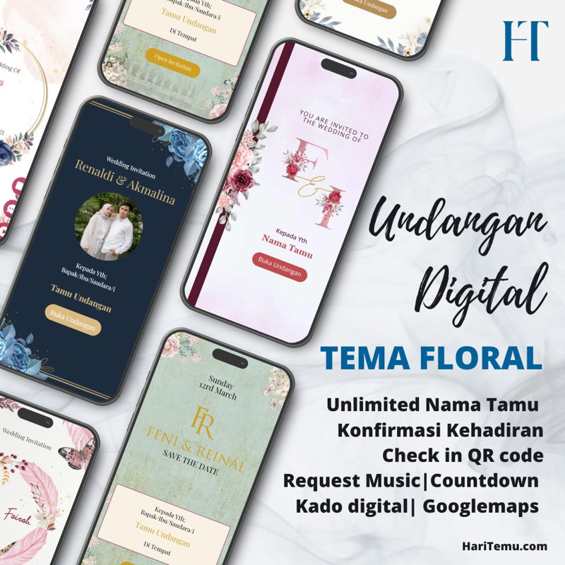 UNDANGAN WEBSITE DIGITAL TEMA FLORAL BUNGA QR CODE