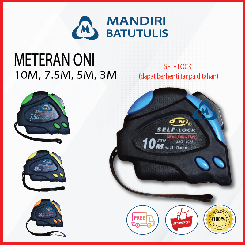 Meteran Bangunan tukang ONI selflock ONI Self Lock 10 Meter