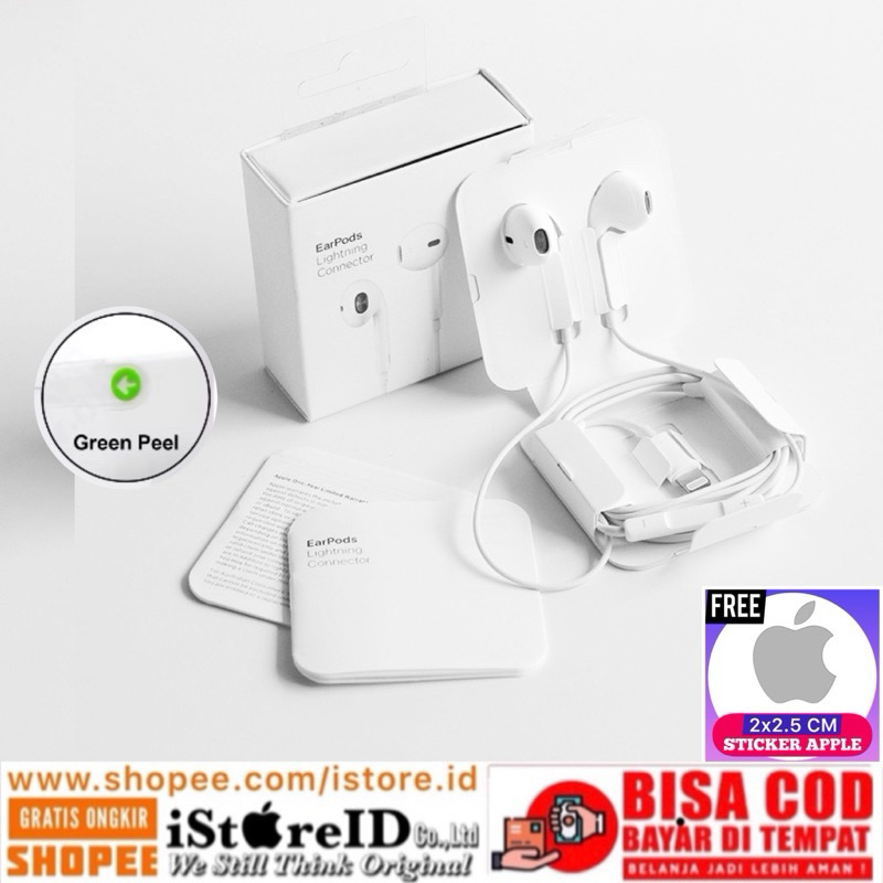 (Free Sticker) Headset Lightning Connector EarPhone HF Headphone Bergaransi