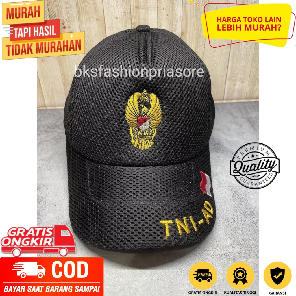 Topi Jaring TNI AD / Topi TNI AD hitam / Topi Pria / Termurah