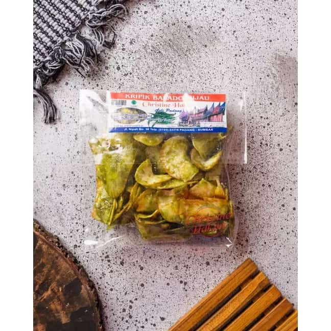 

Jastip Padang PO Keripik Balado Hijau 250 Gram Renyah Asli Padang