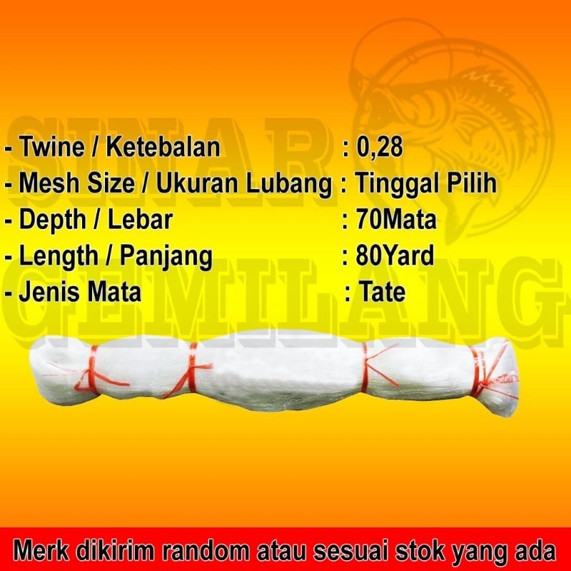 Jaring ikan senar 028 70x80 Tate