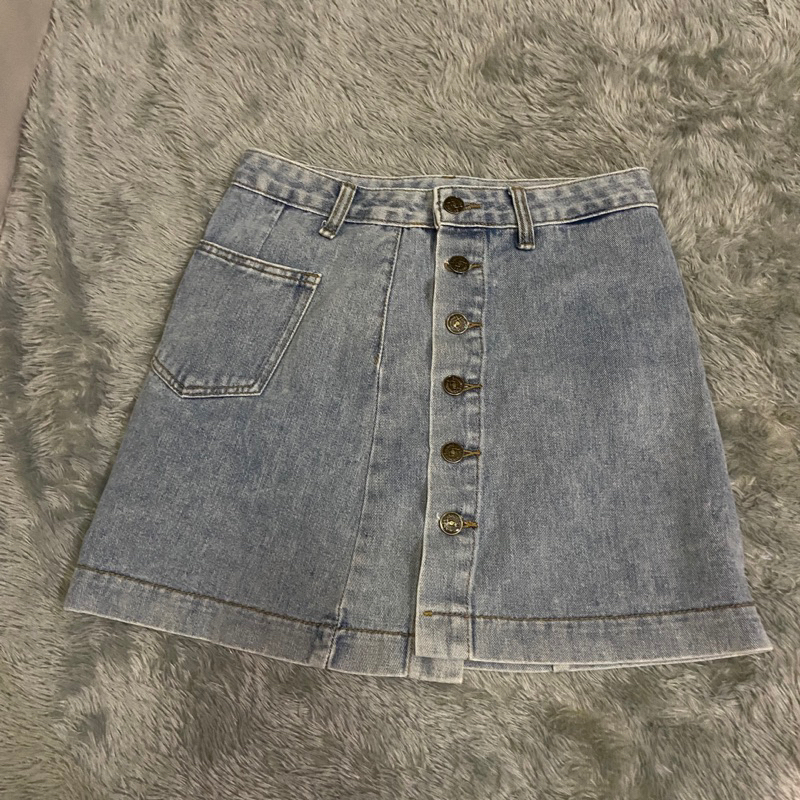 ZARA DENIM ROK JEANS SKIRT BUTTON PENDEK PRELOVED SECOND