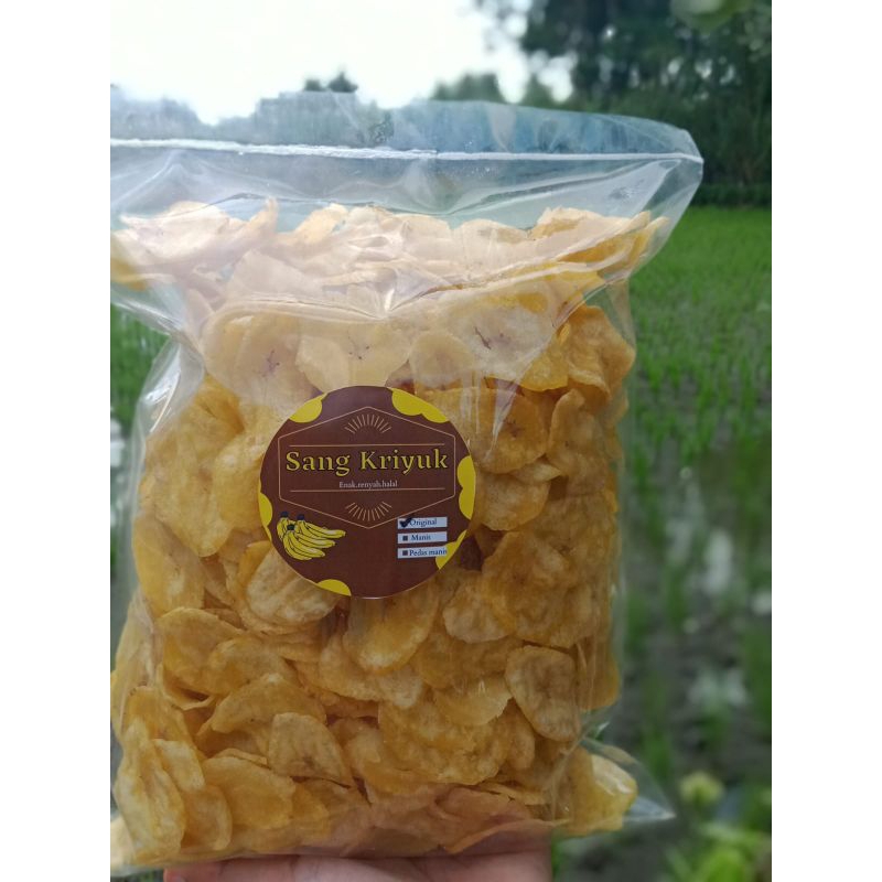 

kripik pisang coklat, manis, pedas manis dan original